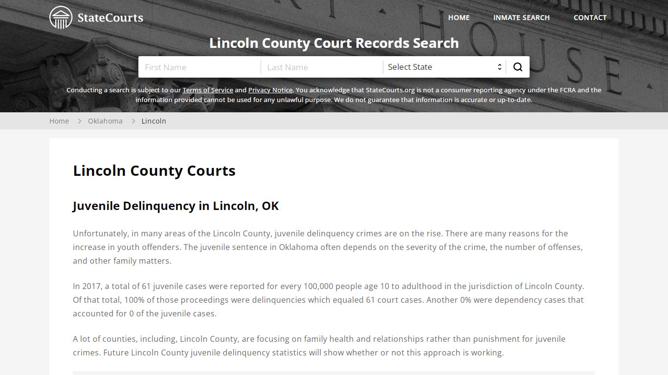 Lincoln County, OK Courts - Records & Cases - StateCourts